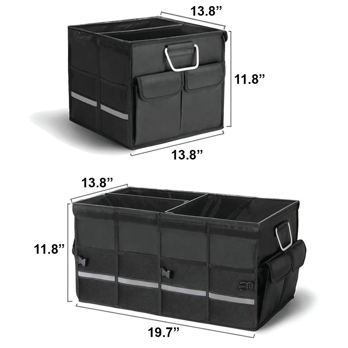Big Trunk Organizer, Custom-Fit For Car, Cargo Organizer SUV Trunk Storage Waterproof Collapsible Durable Multi Compartments WaCA253
