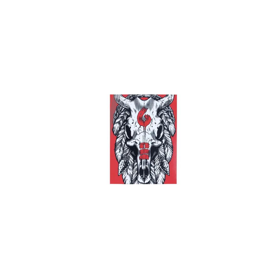 Birdhouse Tribal Skull Sticker - White/Red