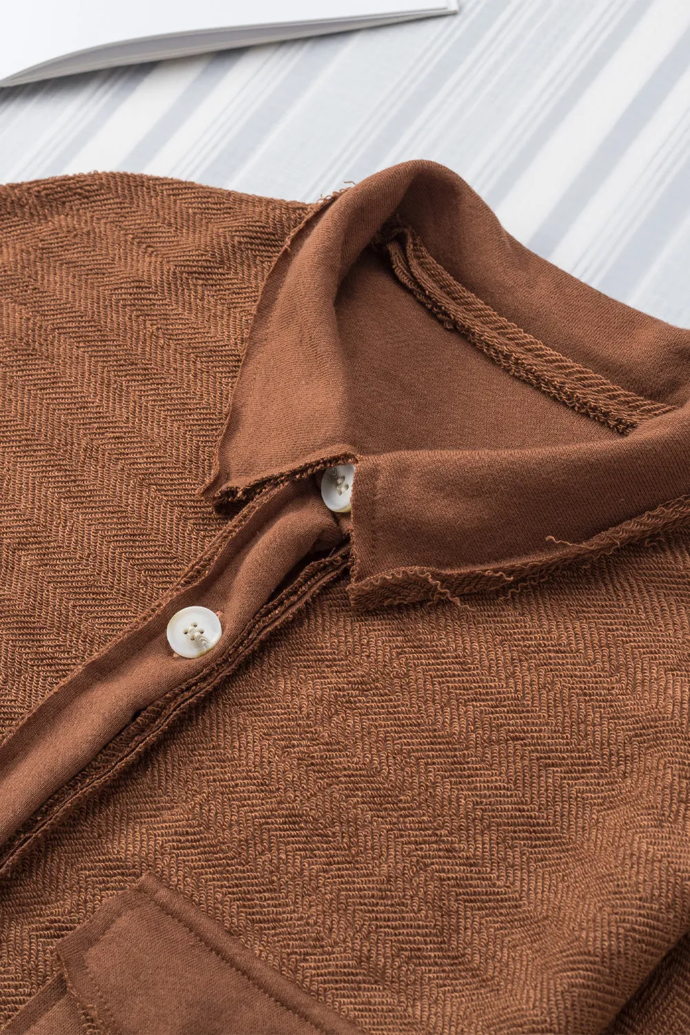 Black Contrast Flap Pockets Relaxed Shacket