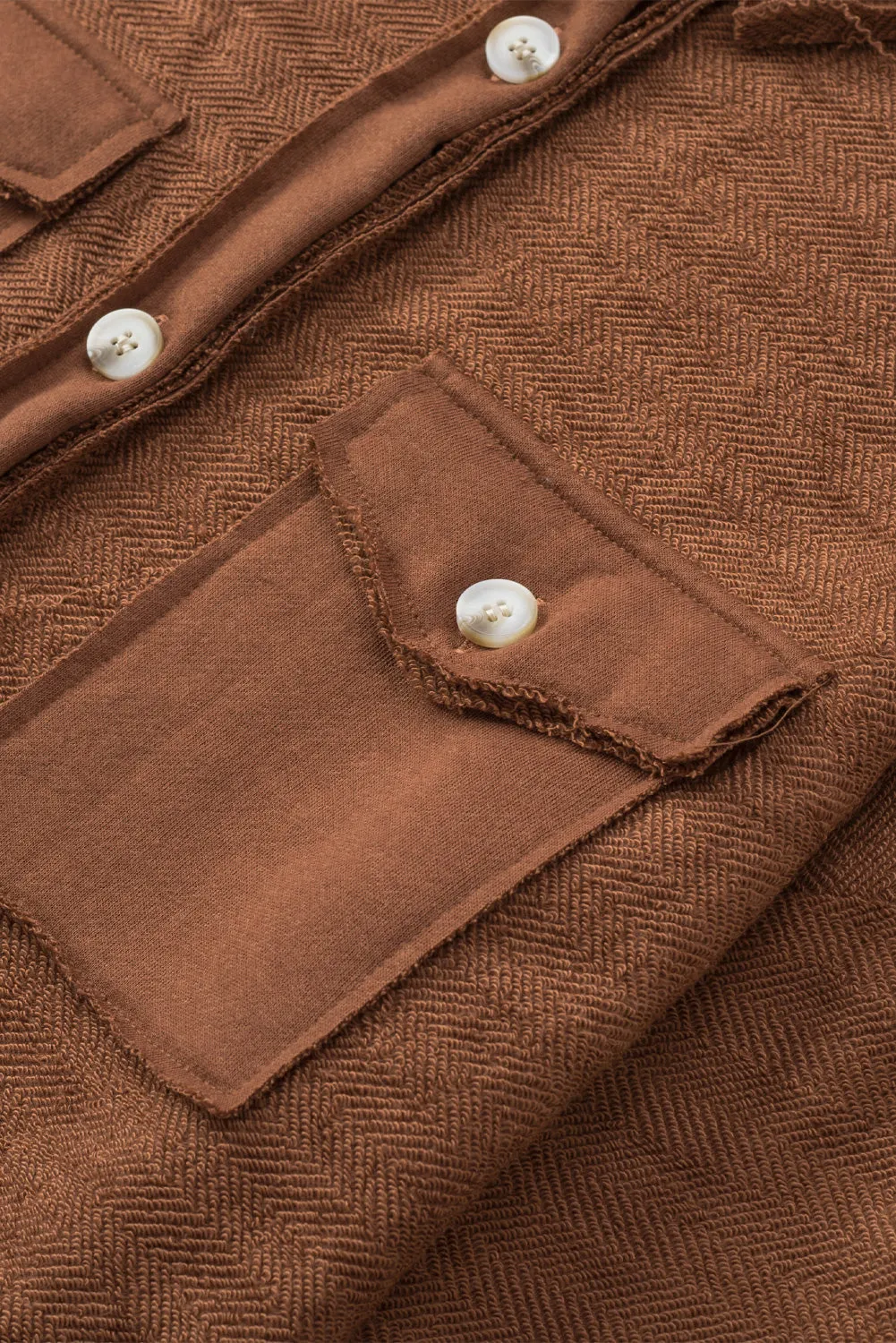 Black Contrast Flap Pockets Relaxed Shacket