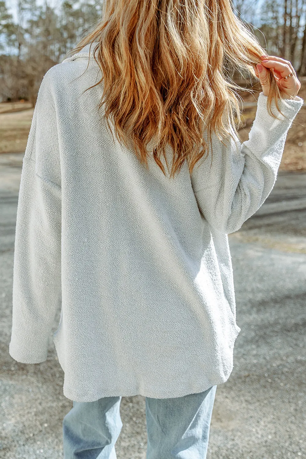 Black Contrast Flap Pockets Relaxed Shacket