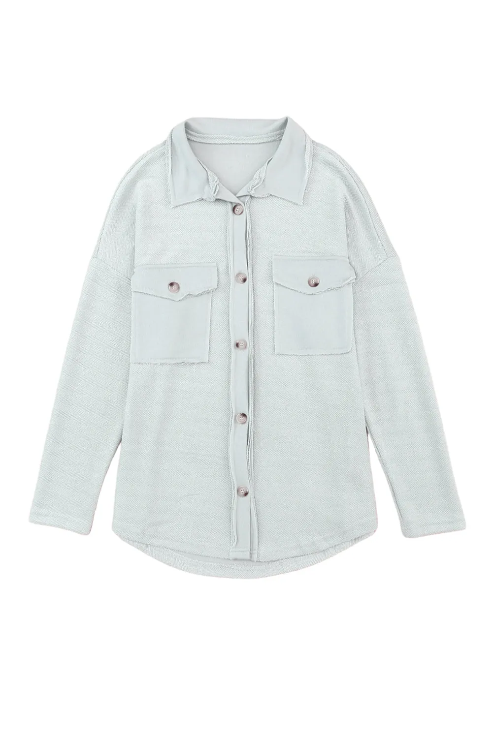 Black Contrast Flap Pockets Relaxed Shacket