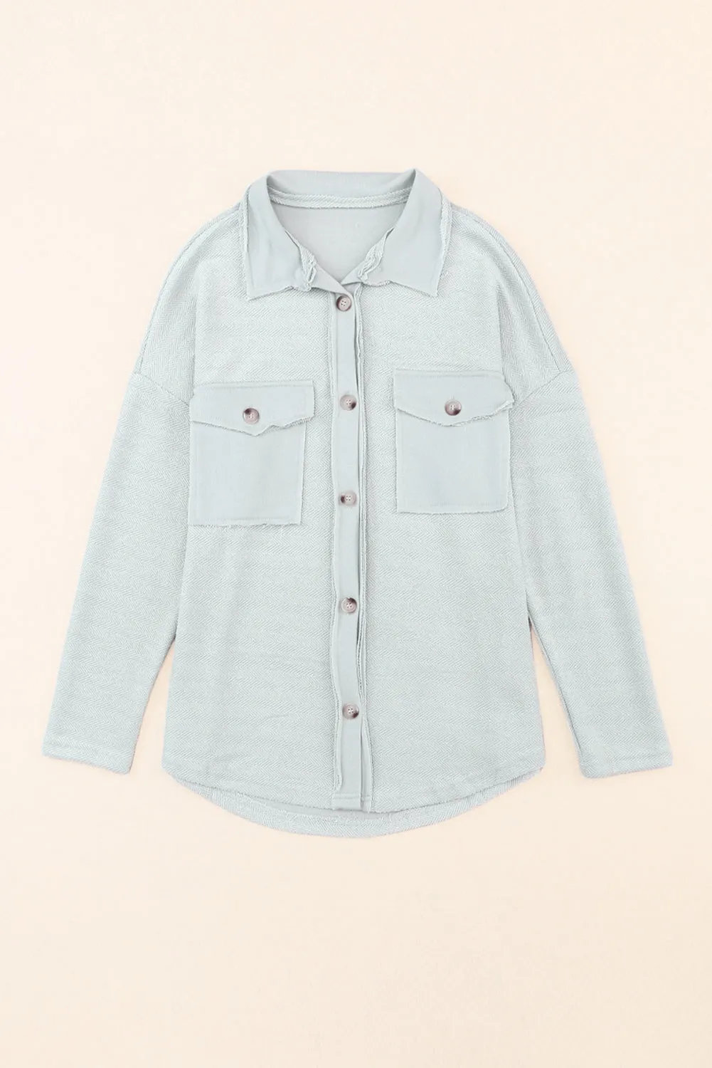Black Contrast Flap Pockets Relaxed Shacket