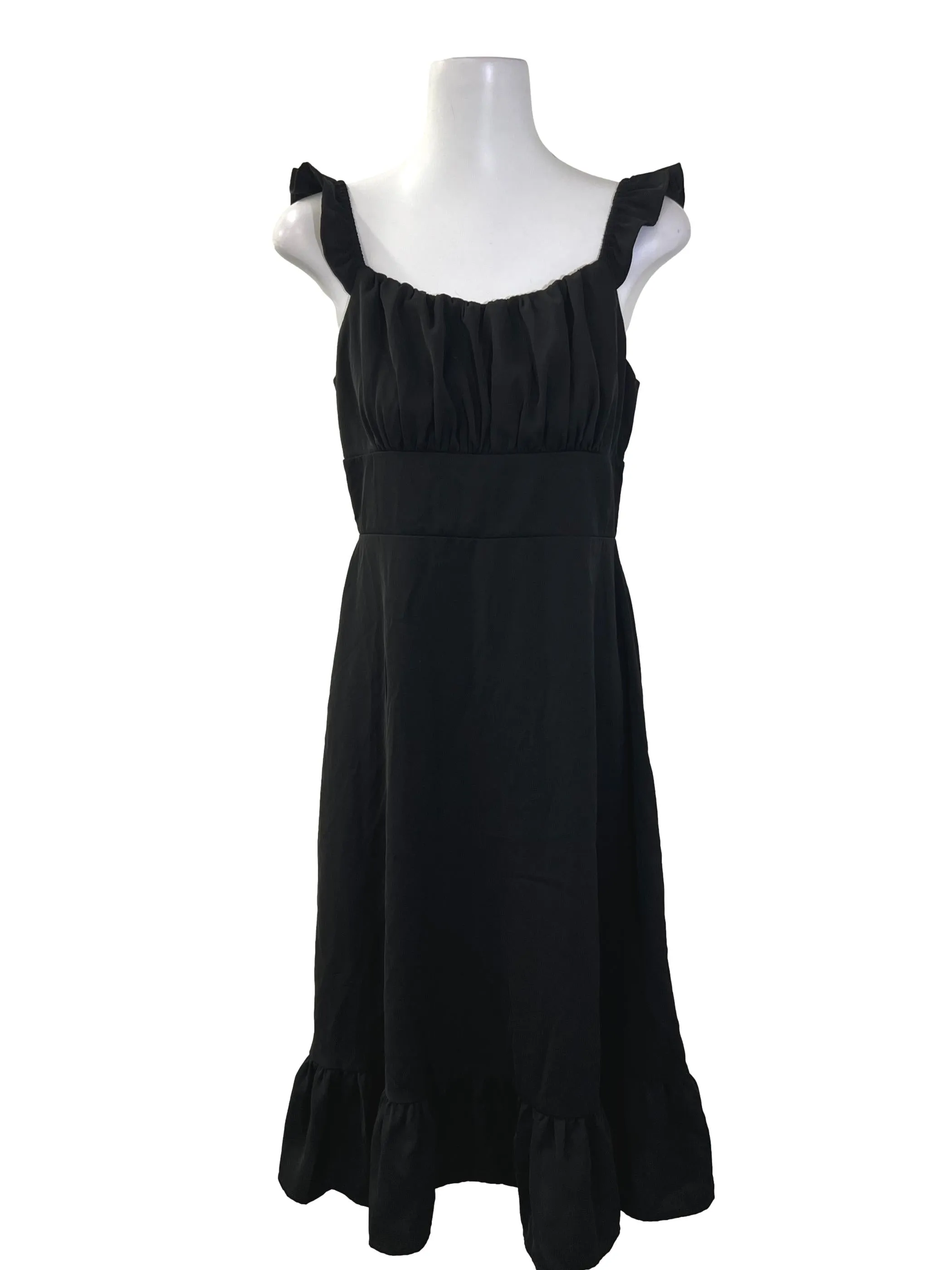 Black Flutter Sleeve Dress