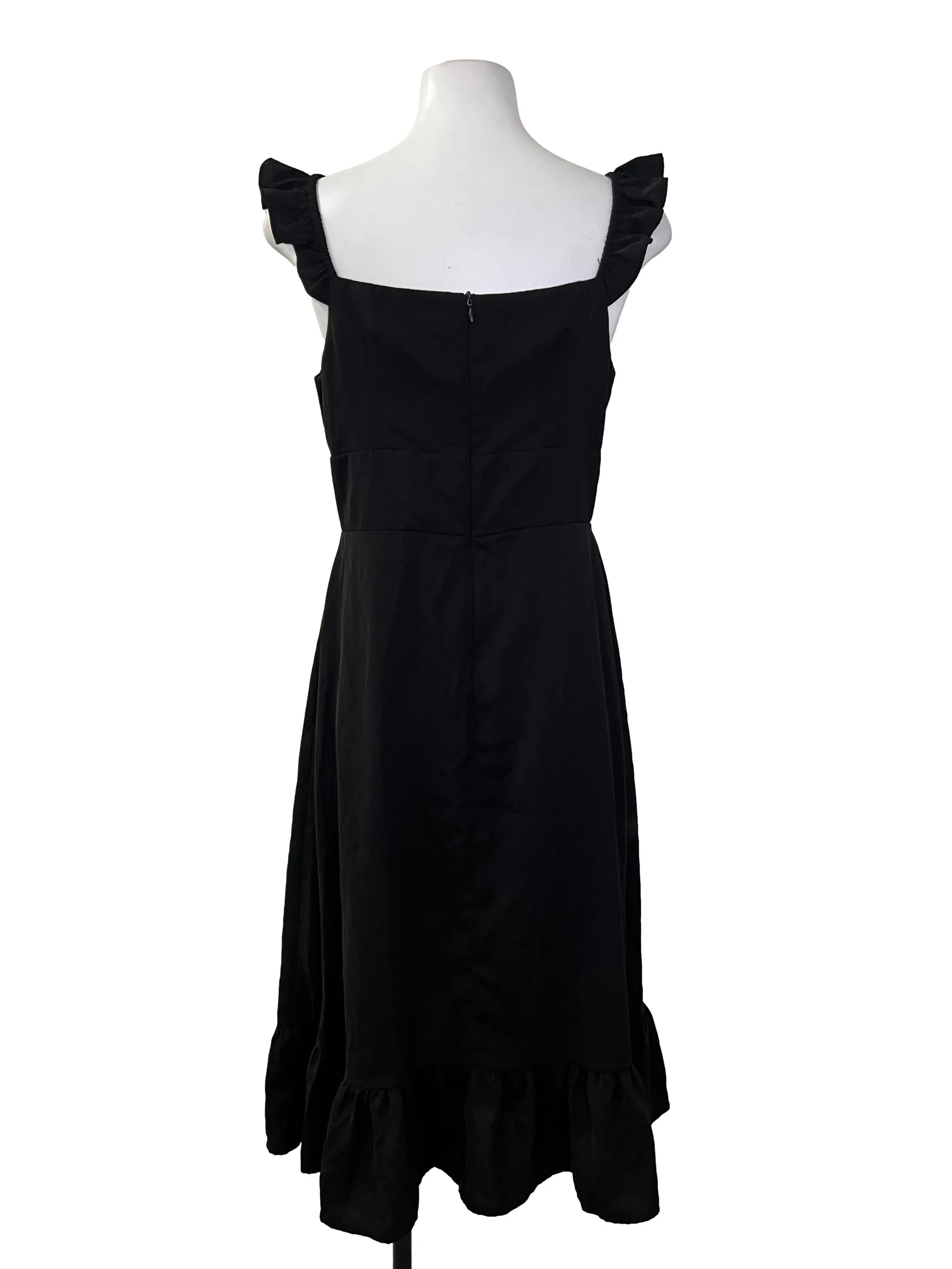 Black Flutter Sleeve Dress