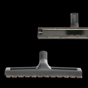 Black Friction Fit Floor Brush With Wheels And Horsehair Bristles - 1 1/4" Neck x 14" Wide