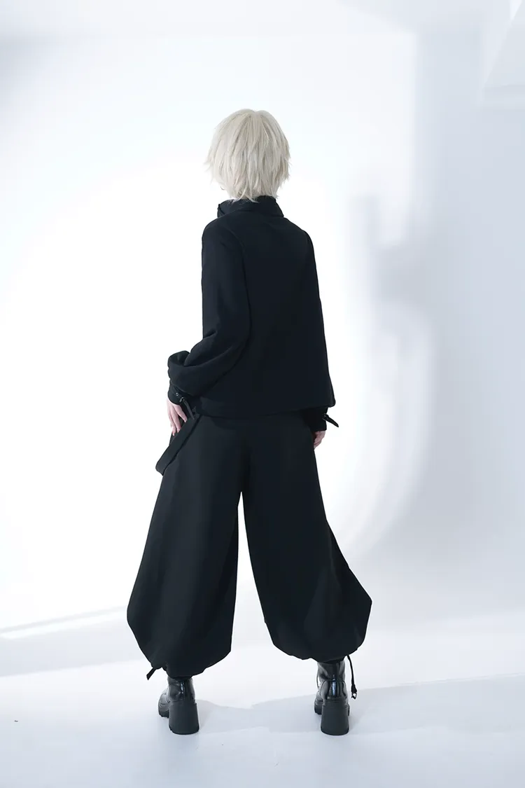 Black Functional Rabbit Cool and Handsome Ouji Lolita Pants
