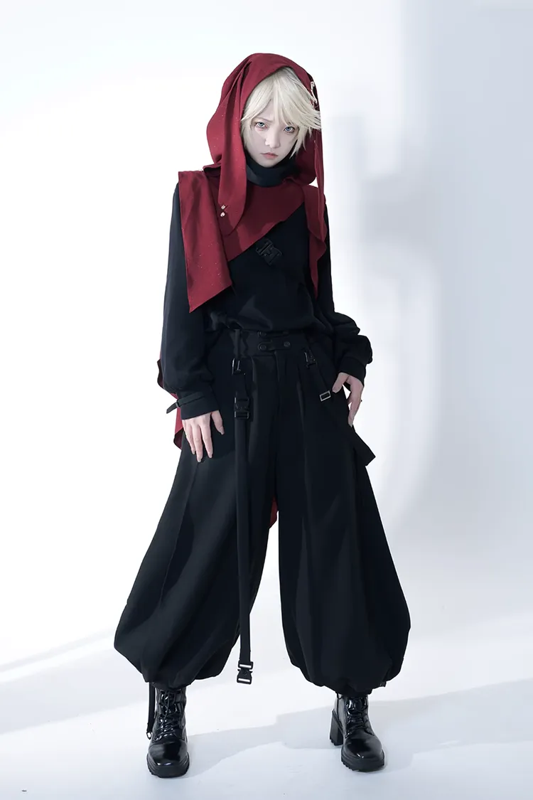 Black Functional Rabbit Cool and Handsome Ouji Lolita Pants