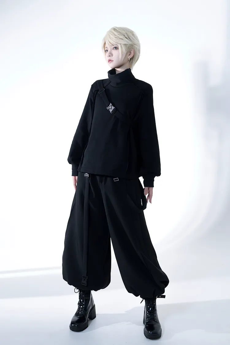 Black Functional Rabbit Cool and Handsome Ouji Lolita Pants