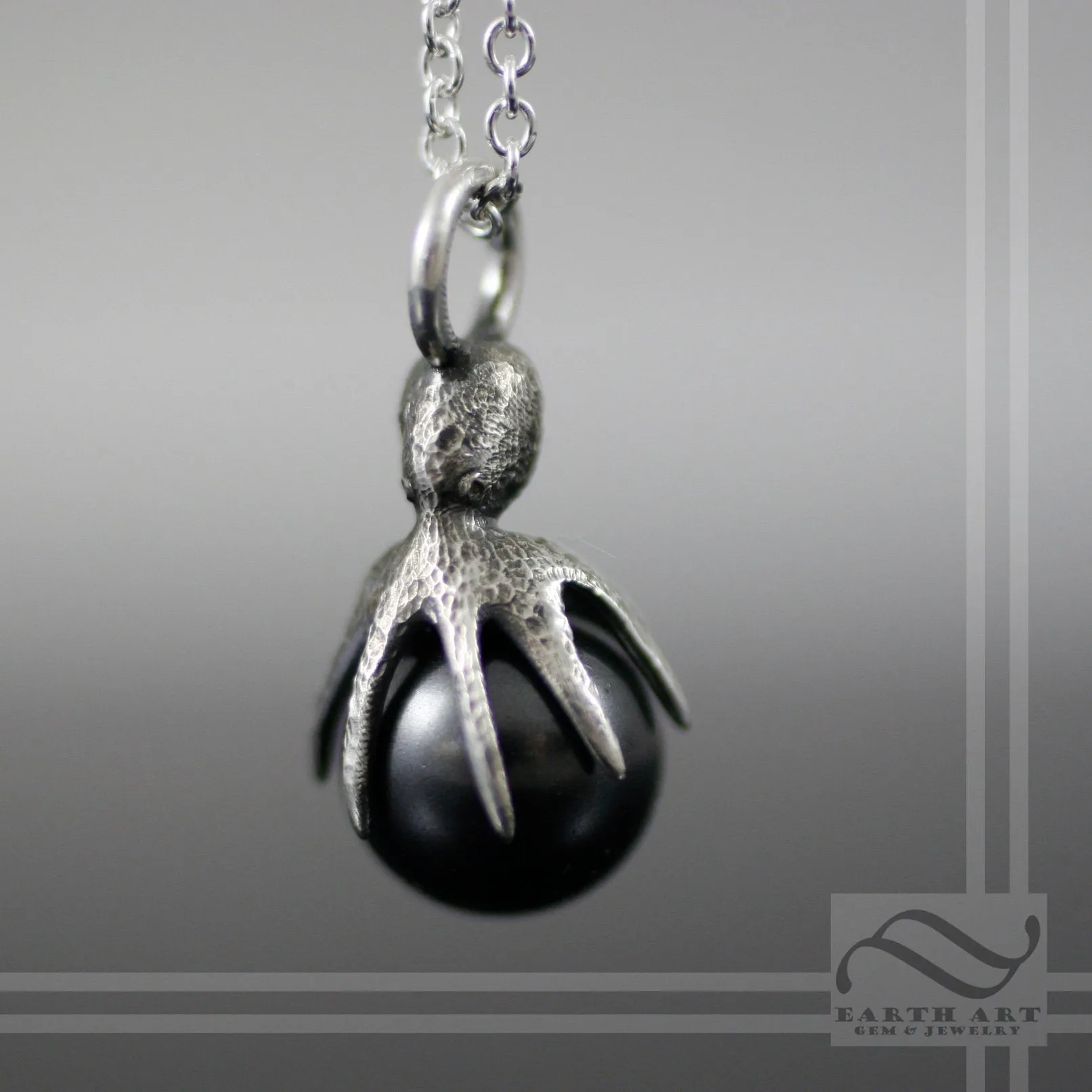 Black Pearl Octopus Pendant -Sterling or 14k