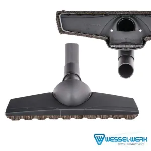 Black Wessel Werk Turn & Clean Double Swivel Neck Floor Brush - 1 1/4" x 13" Wide