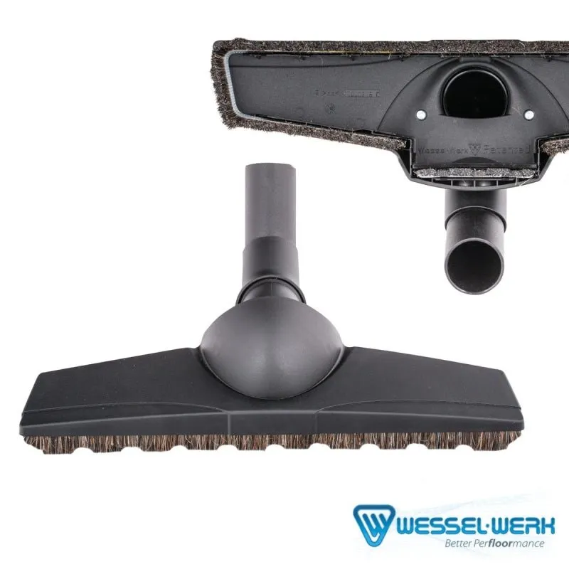 Black Wessel Werk Turn & Clean Double Swivel Neck Floor Brush - 1 1/4" x 13" Wide