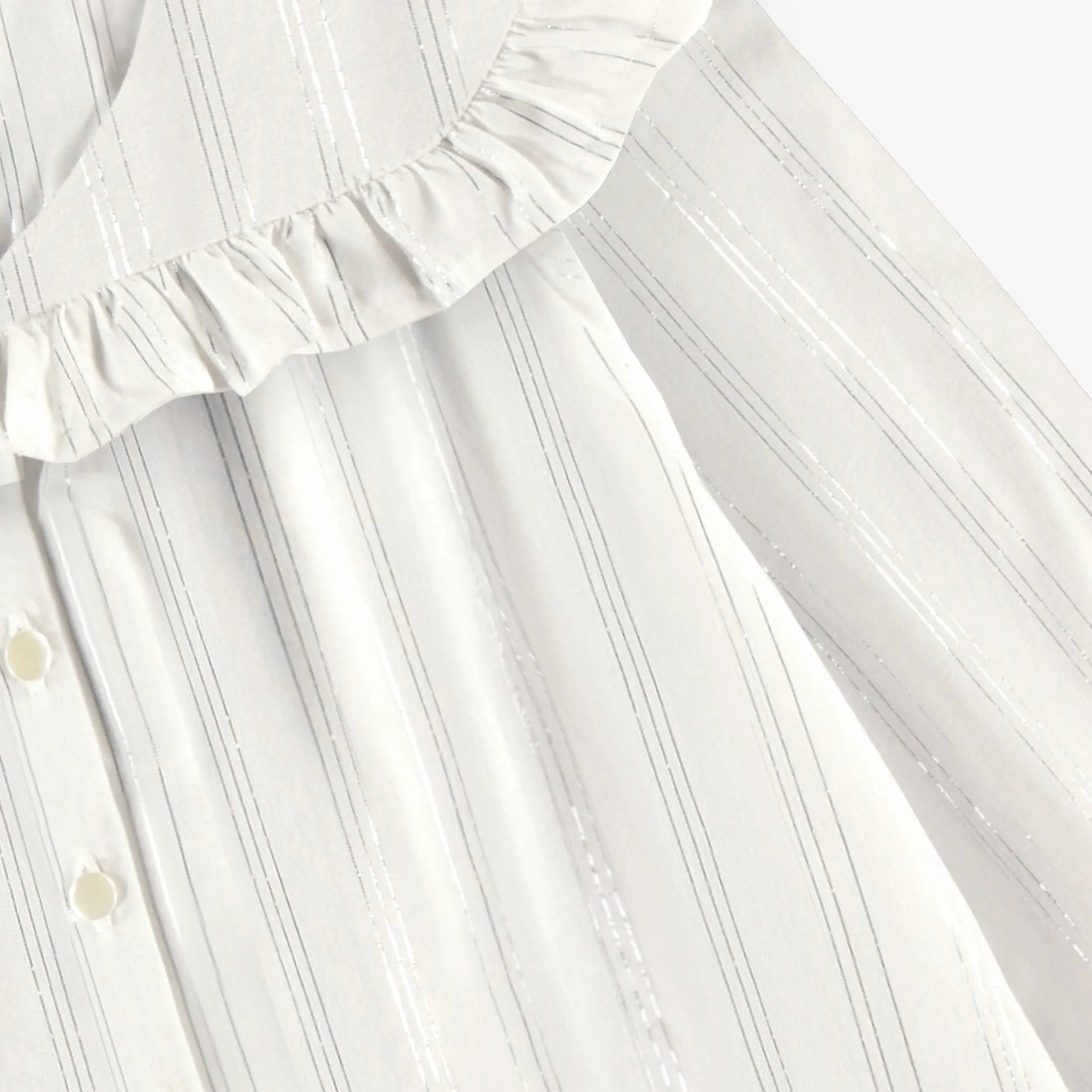 Blouse blanche en popeline de coton brillante, enfant || White cotton shiny poplin blouse , child