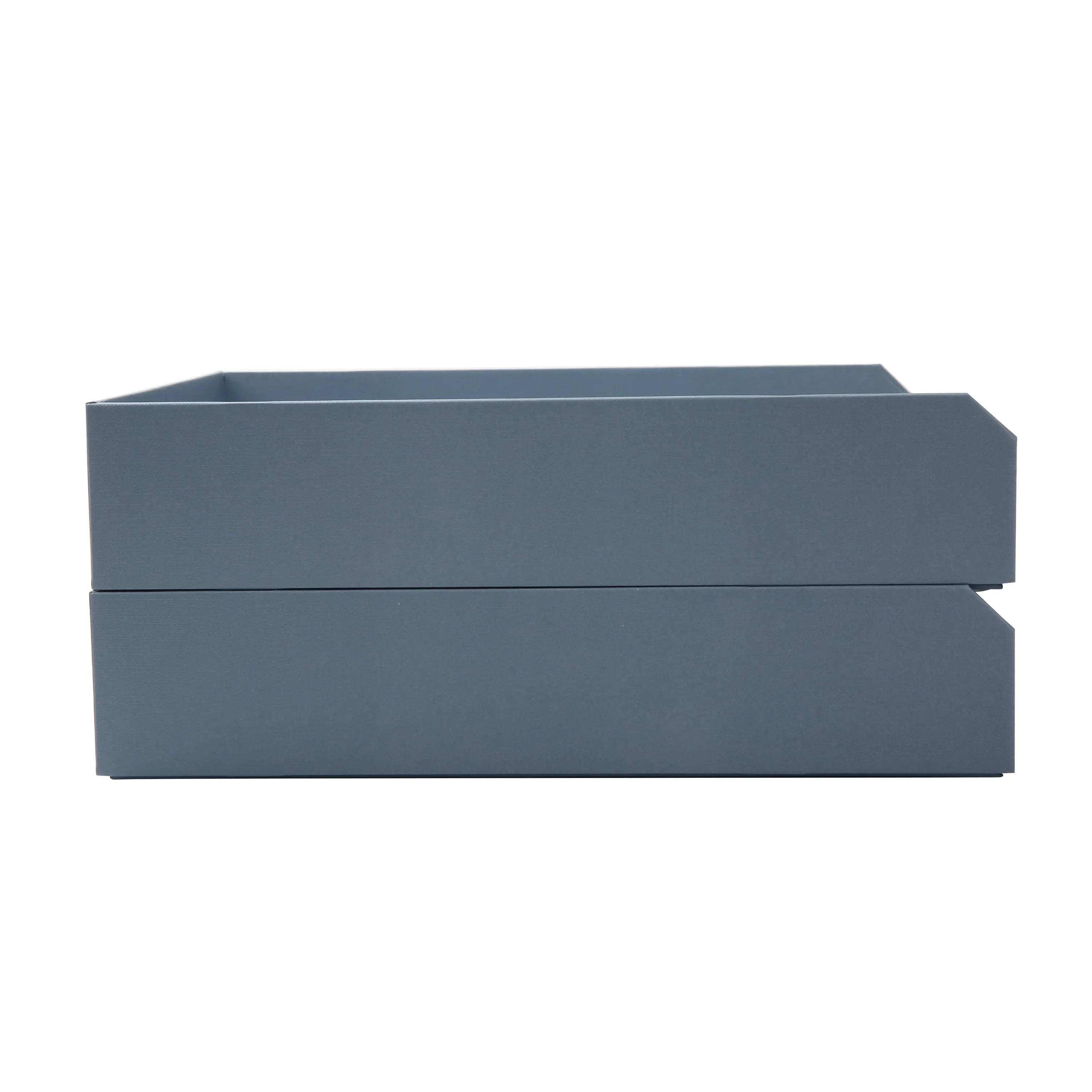 Blue Linen Paperboard Desk Organizer - 2-Piece Paper Tray Set - Fast Shipping