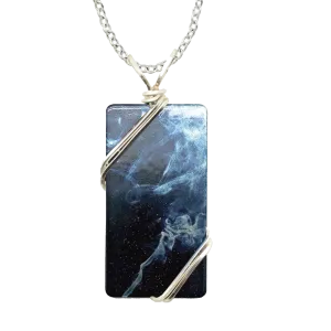 Blue Smoke Necklace, 1.5" pendant with silver-plated wiring, Item# 4733X