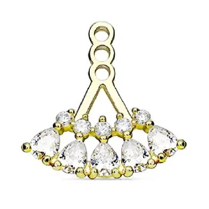 Body Accentz 2 Ear Jacket 5 Teardrop Array Prong Set CZ Earring Jacket/Cartilage Stud Add on Dangle   Pair Earrings