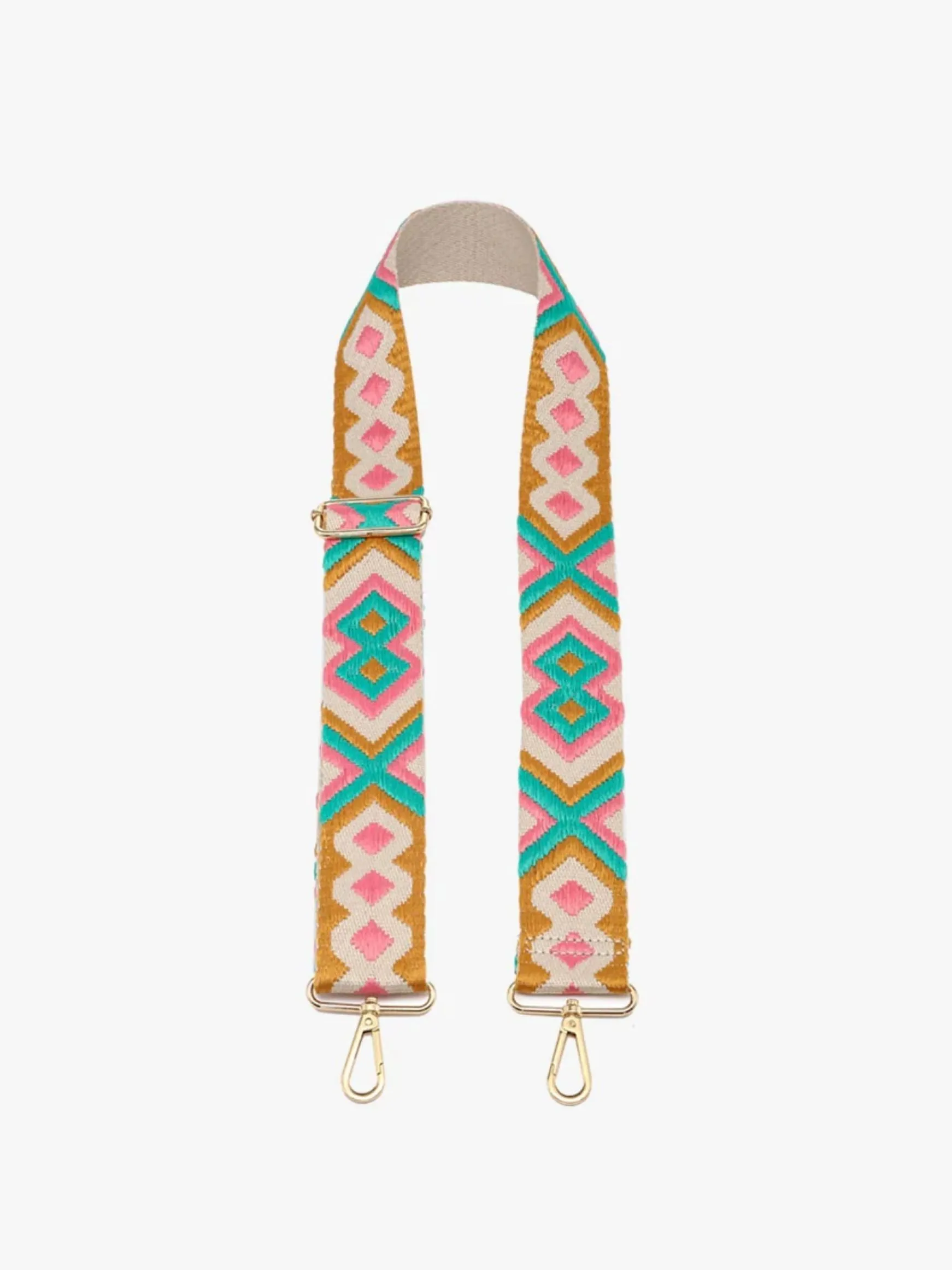 Bohemian Guitar Strap, Pink/Green