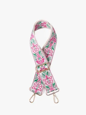 Boho Vine Guitar Strap, Green/Purple