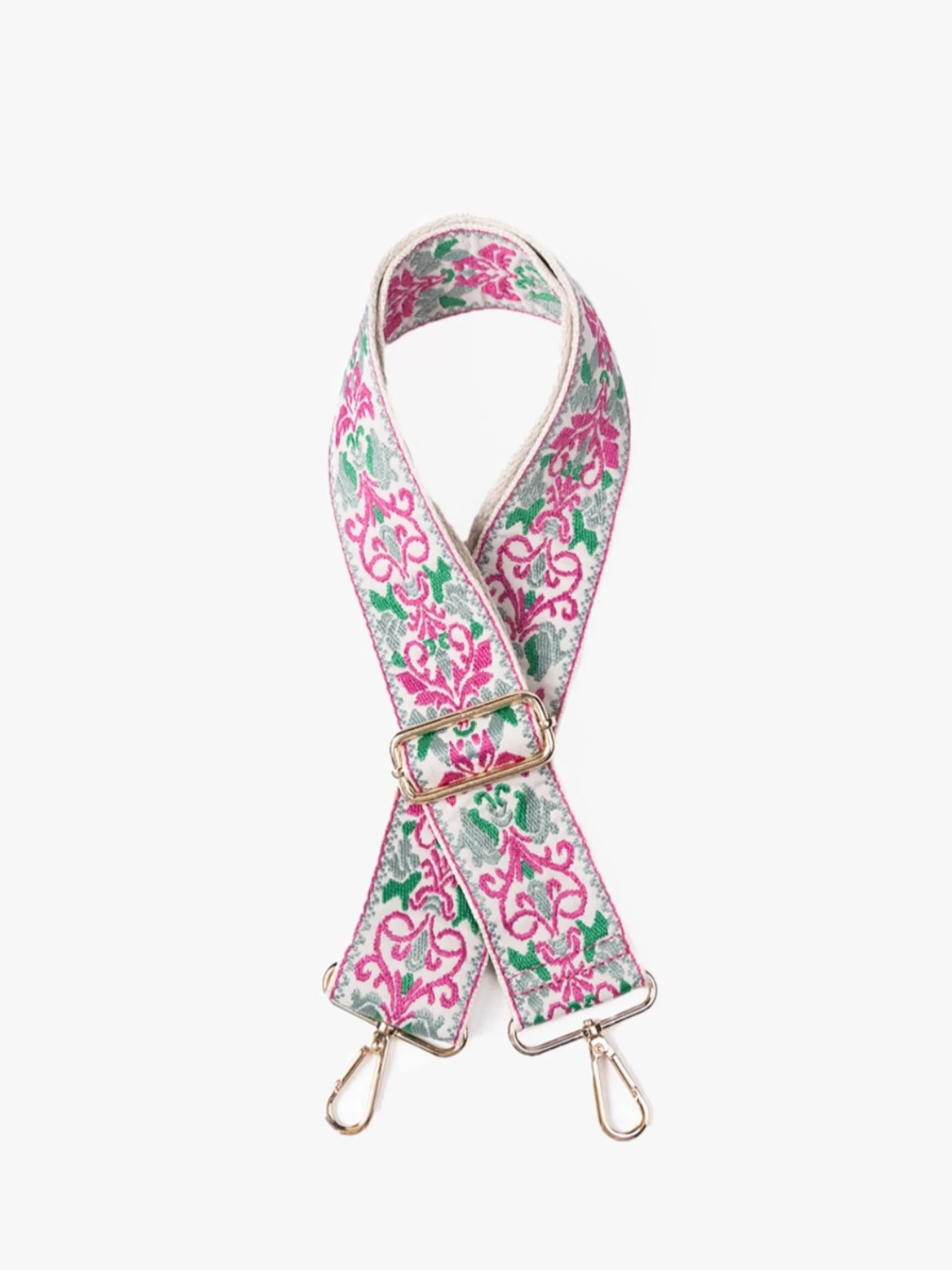 Boho Vine Guitar Strap, Green/Purple
