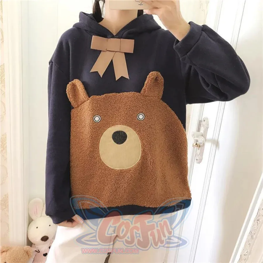 Bowknot Bear Ears Cartoon Hoodie J10005