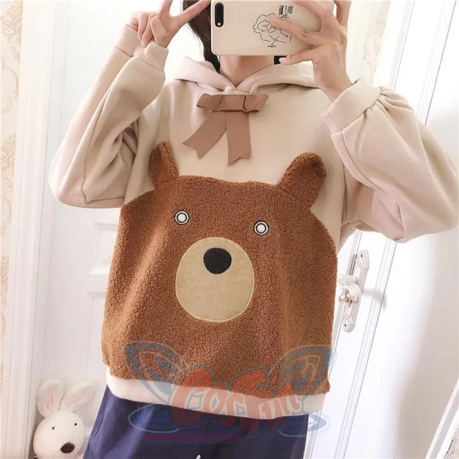 Bowknot Bear Ears Cartoon Hoodie J10005