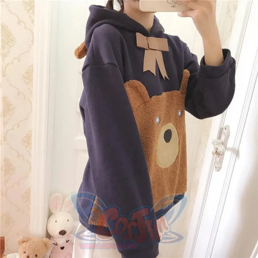 Bowknot Bear Ears Cartoon Hoodie J10005