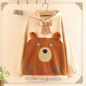 Bowknot Bear Ears Cartoon Hoodie J10005