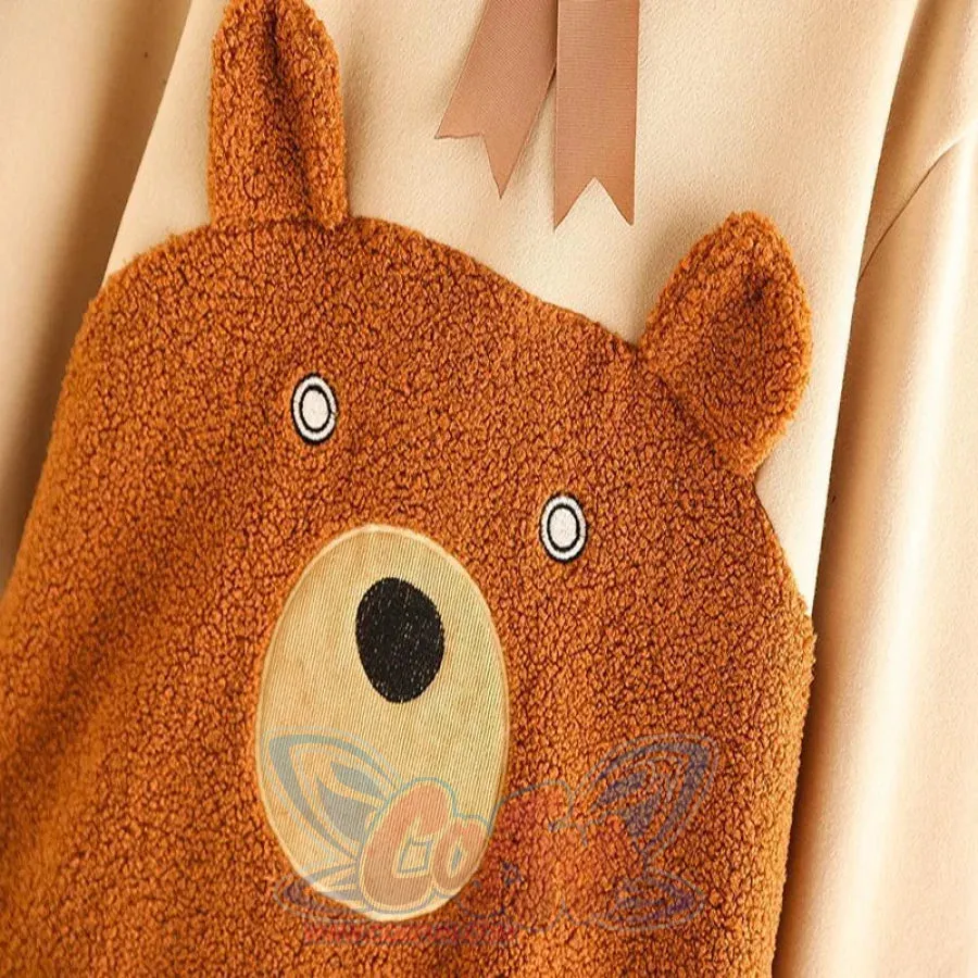 Bowknot Bear Ears Cartoon Hoodie J10005