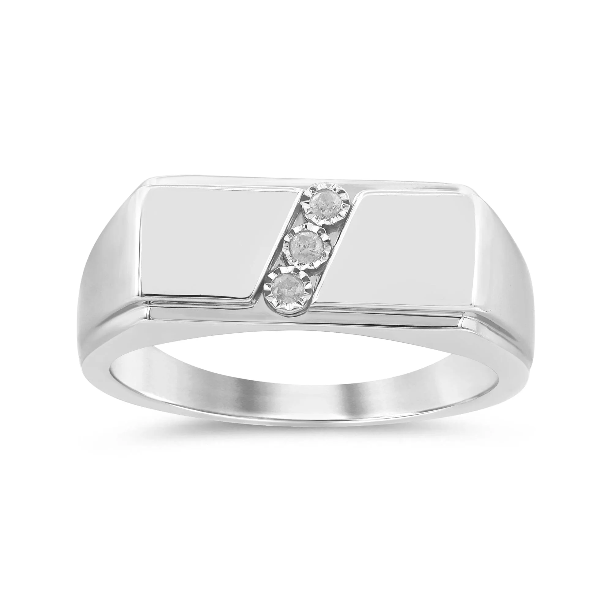 Brilliant Diagonal Set Ring with 0.05ct Diamonds in Sterling Silver