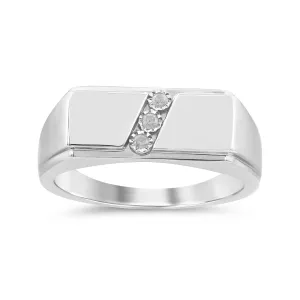Brilliant Diagonal Set Ring with 0.05ct Diamonds in Sterling Silver