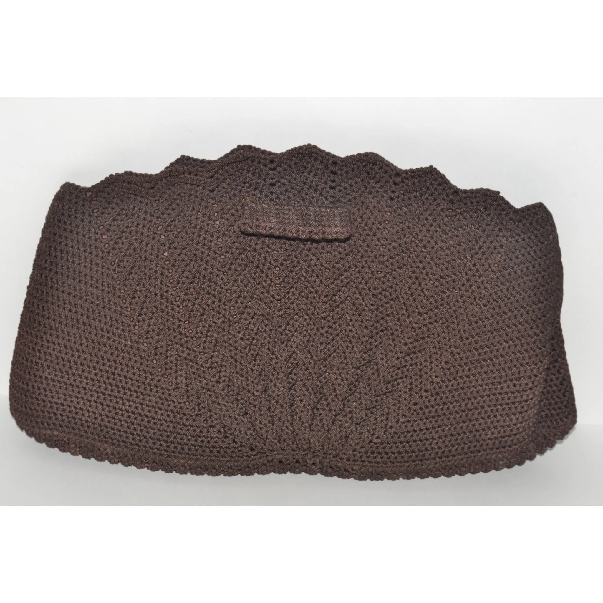 Brown Crochet Fan Clutch Purse