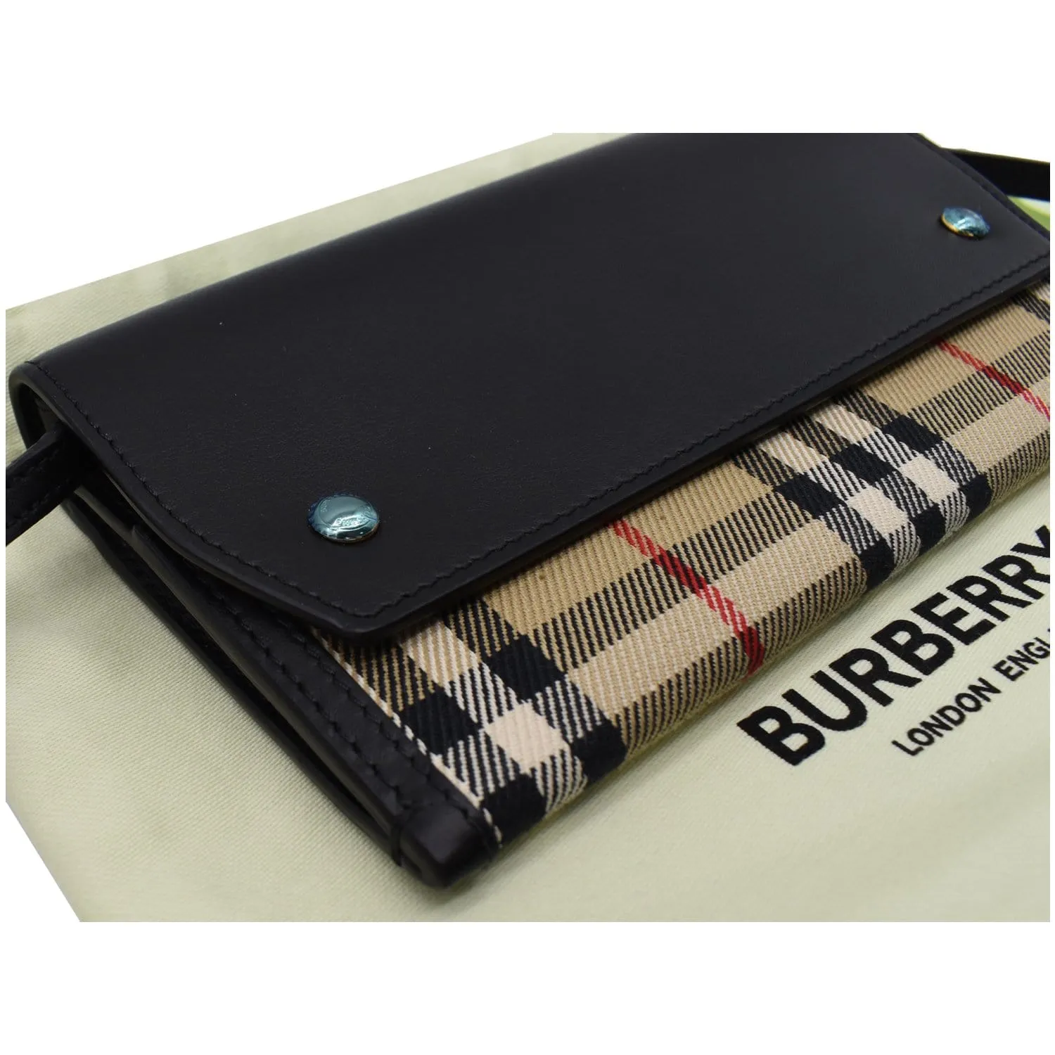 BURBERRY Vintage Check Leather Phone Case Clutch Bag Archive Beige