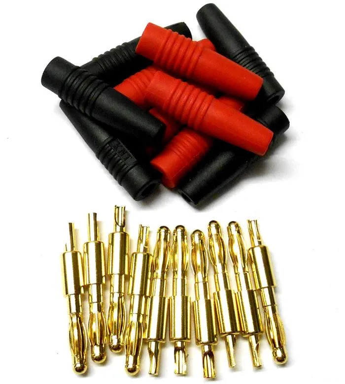C0111 RC 4.0mm 4mm Gold Connector Connectors Bullet Red and Black x 5 Set