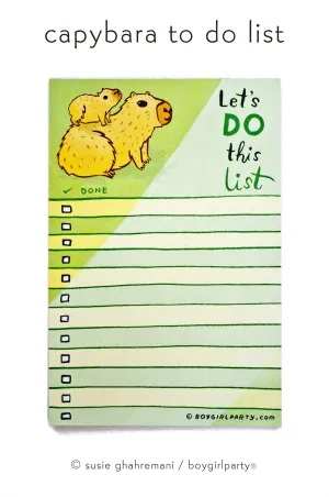 Capybara To Do List Notepad — Motivational Gift Idea