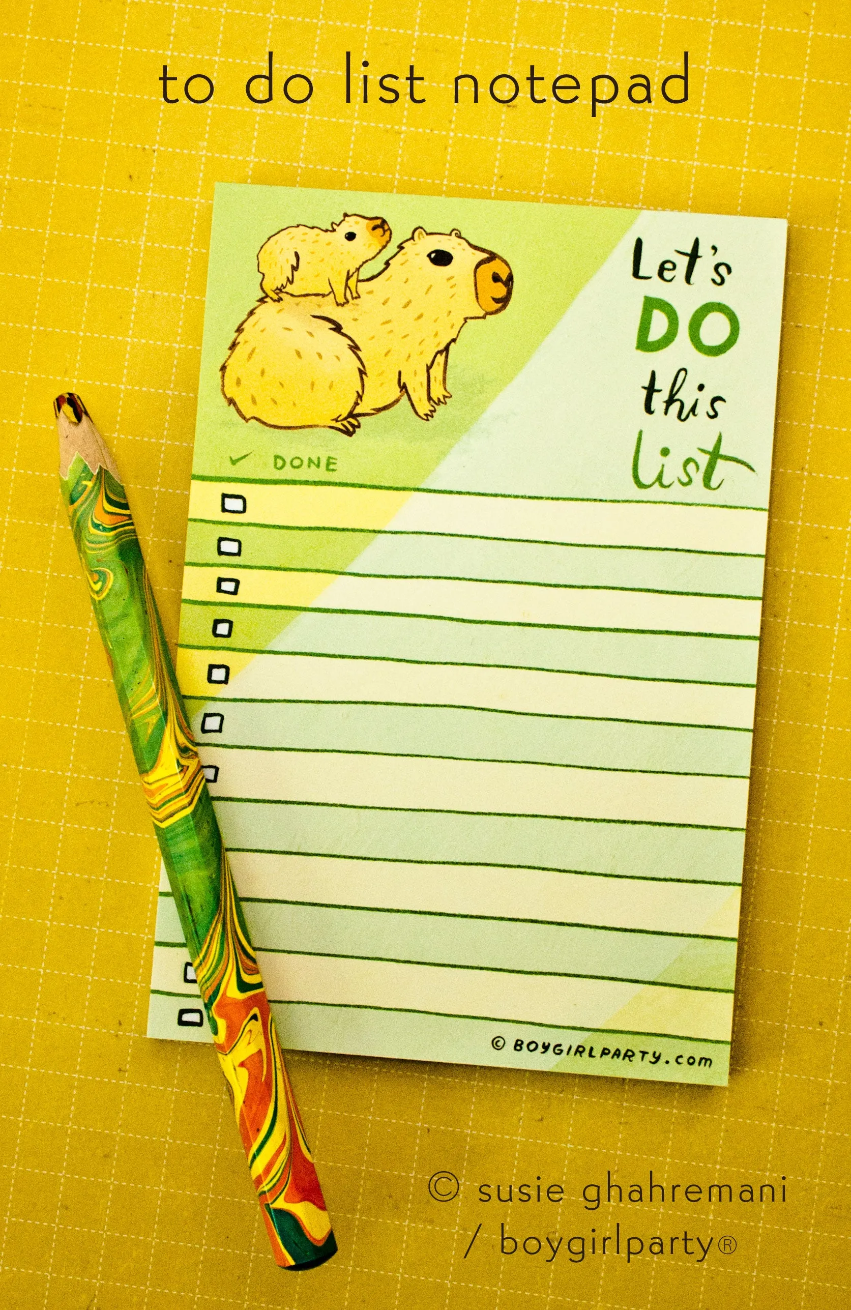 Capybara To Do List Notepad — Motivational Gift Idea