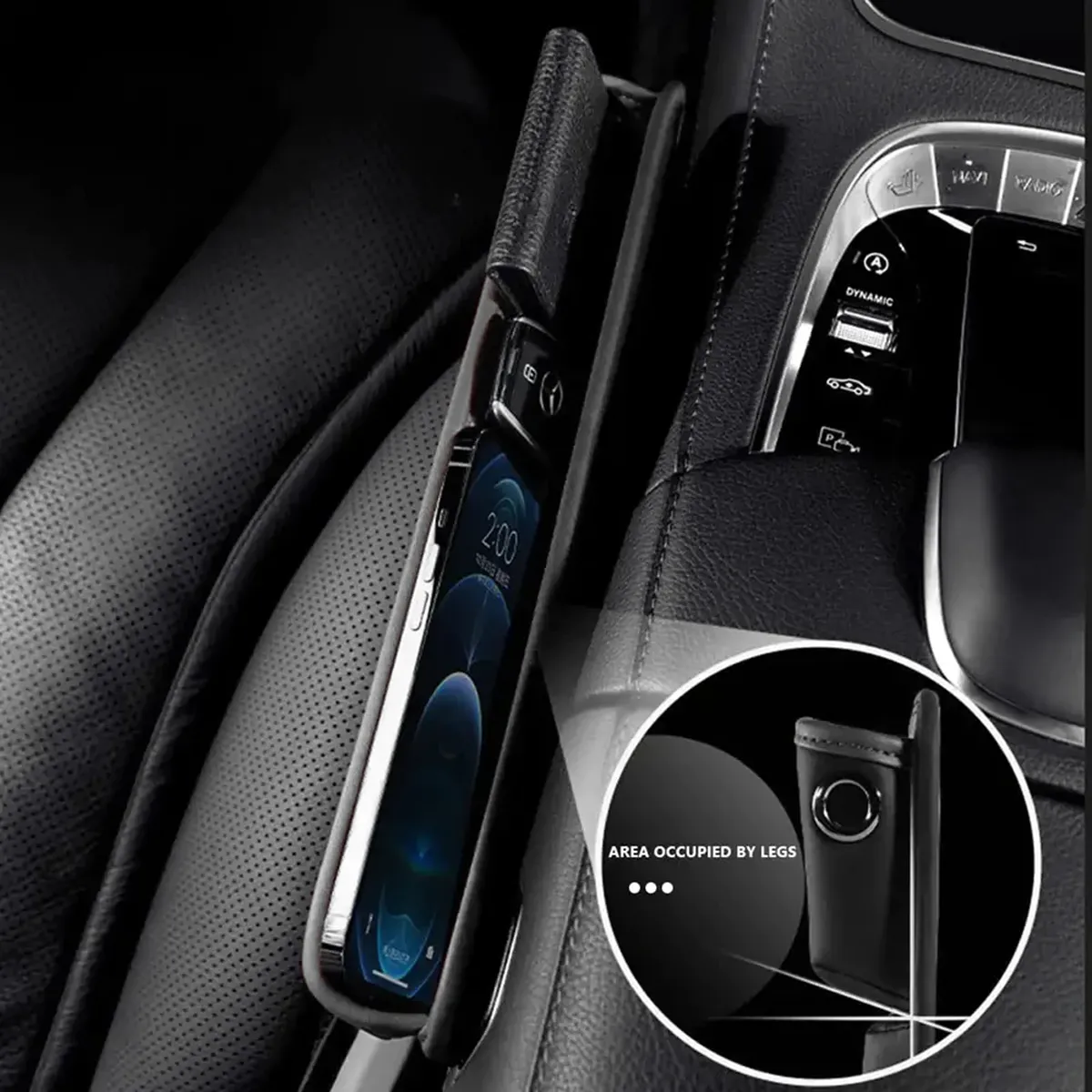 Car Seat Gap Filler Organizer, Custom-Fit For Car, Multifunctional PU Leather Console Side Pocket Organizer for Cellphones, Cards, Wallets, Keys WAVE226
