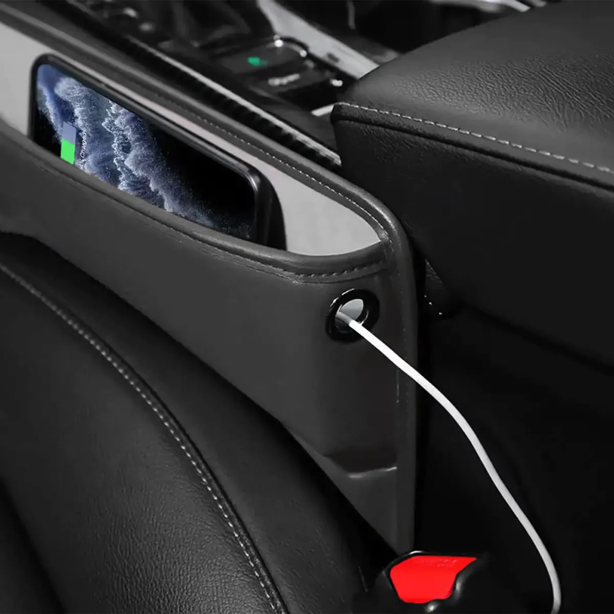 Car Seat Gap Filler Organizer, Custom-Fit For Car, Multifunctional PU Leather Console Side Pocket Organizer for Cellphones, Cards, Wallets, Keys WAVE226