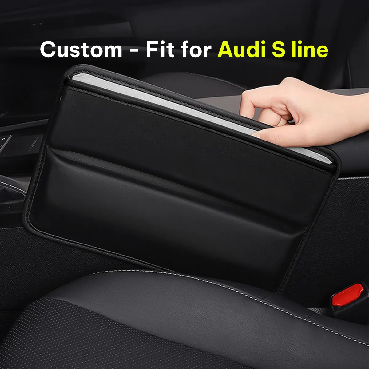 Car Seat Gap Filler Organizer, Custom-Fit For Car, Multifunctional PU Leather Console Side Pocket Organizer for Cellphones, Cards, Wallets, Keys WAVE226