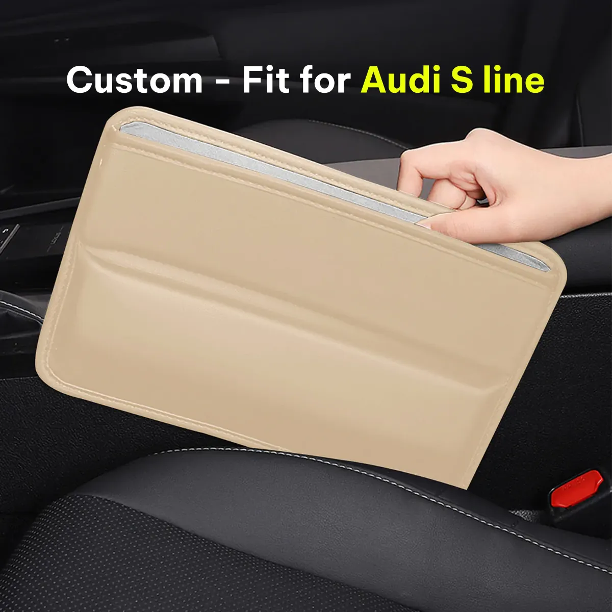 Car Seat Gap Filler Organizer, Custom-Fit For Car, Multifunctional PU Leather Console Side Pocket Organizer for Cellphones, Cards, Wallets, Keys WAVE226