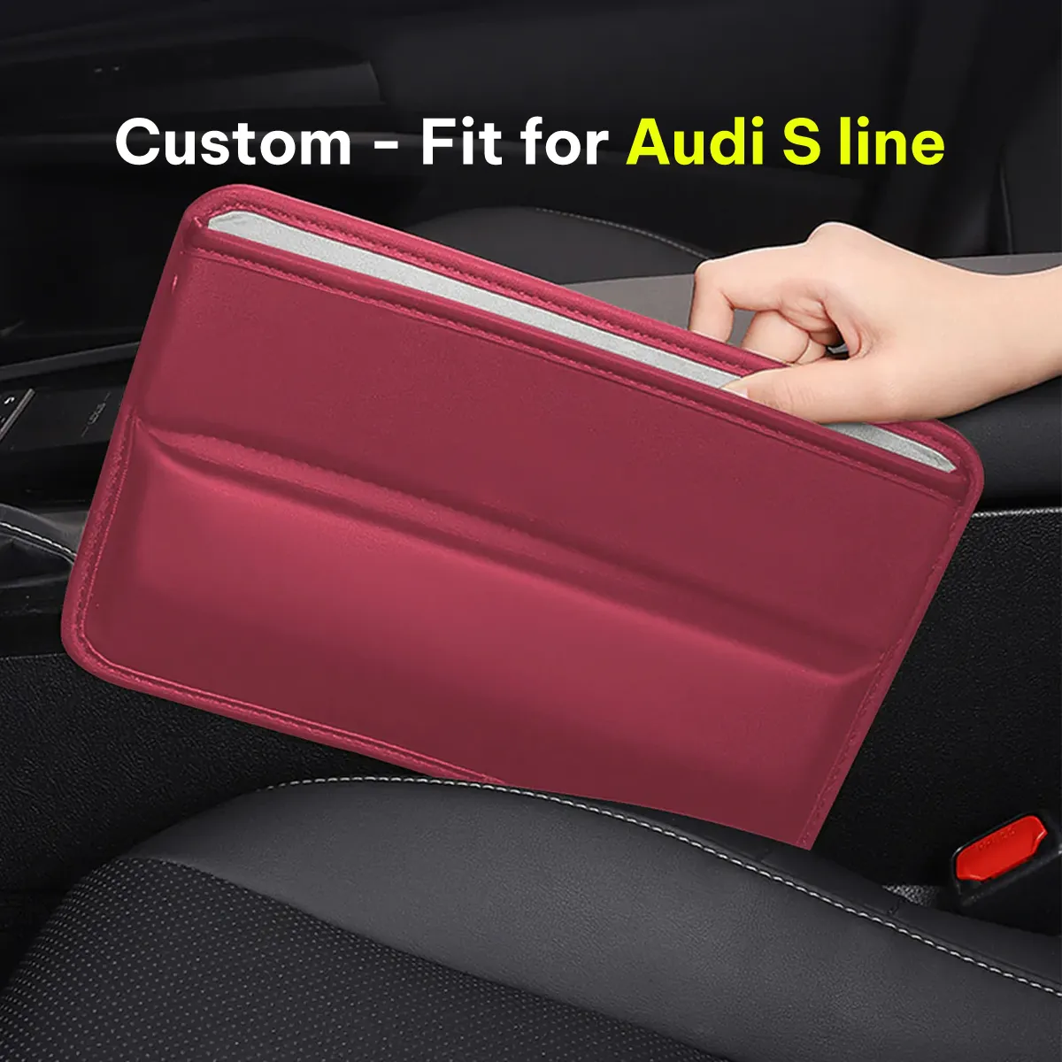 Car Seat Gap Filler Organizer, Custom-Fit For Car, Multifunctional PU Leather Console Side Pocket Organizer for Cellphones, Cards, Wallets, Keys WAVE226