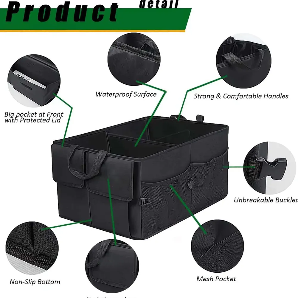 Car Trunk Organizer, Custom-Fit For Car, Foldable Car Trunk Storage Box, Storage Bag, Waterproof, Dust-proof, Stain-Resistant, Car Accessories WARL229