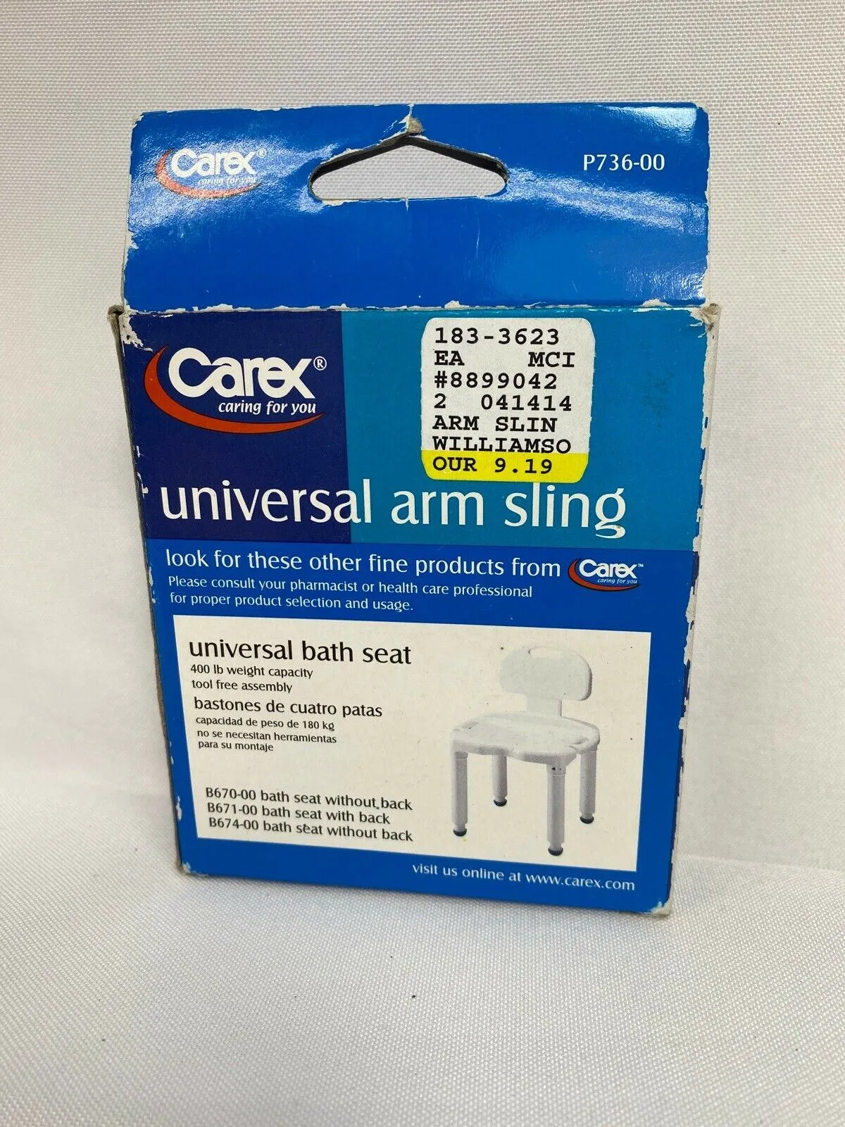 CAREX HEALTH Arm Sling Universal 12" Size Adjustable Navy Blue Color P736