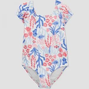 Carter's Just One You Toddler Girls' Coral Print One Piece Swimsuit