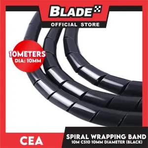 Cea 10meters Spiral Wrapping Band 10mm Diameter (Black) CS10