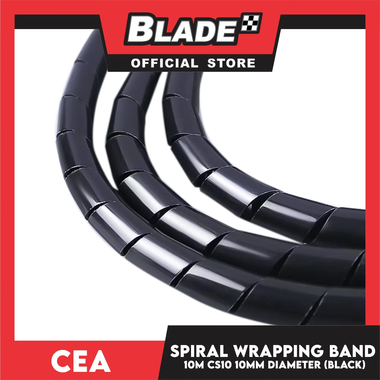 Cea 10meters Spiral Wrapping Band 10mm Diameter (Black) CS10
