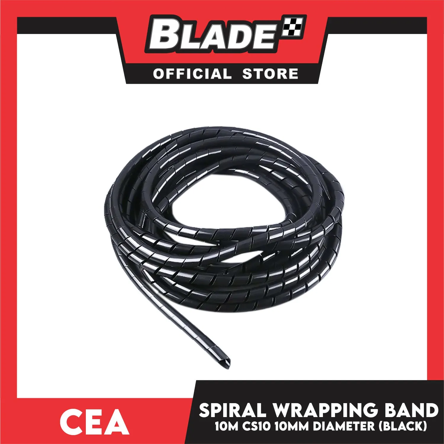 Cea 10meters Spiral Wrapping Band 10mm Diameter (Black) CS10