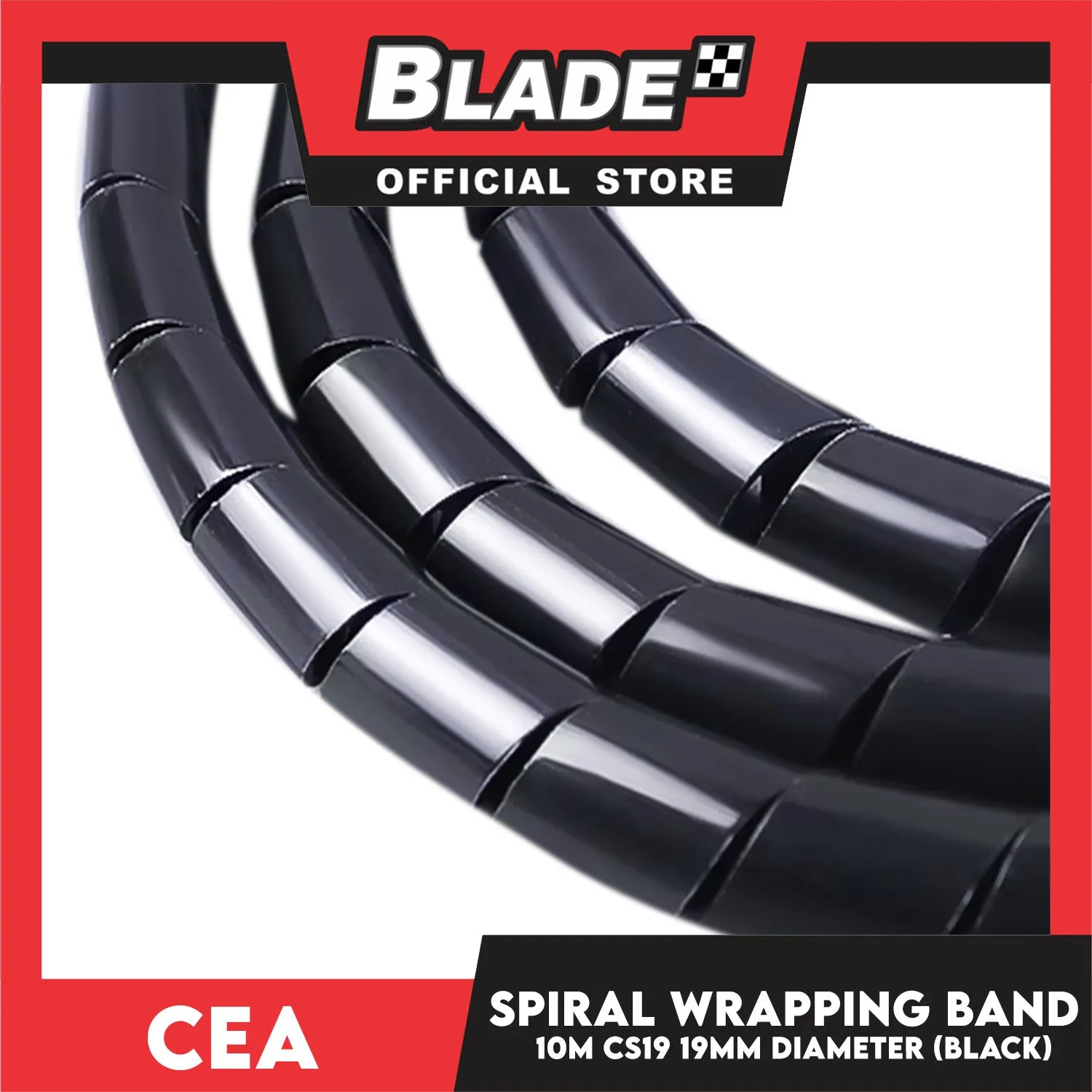 Cea 10meters Spiral Wrapping Band 19mm Diameter (Black) CS19