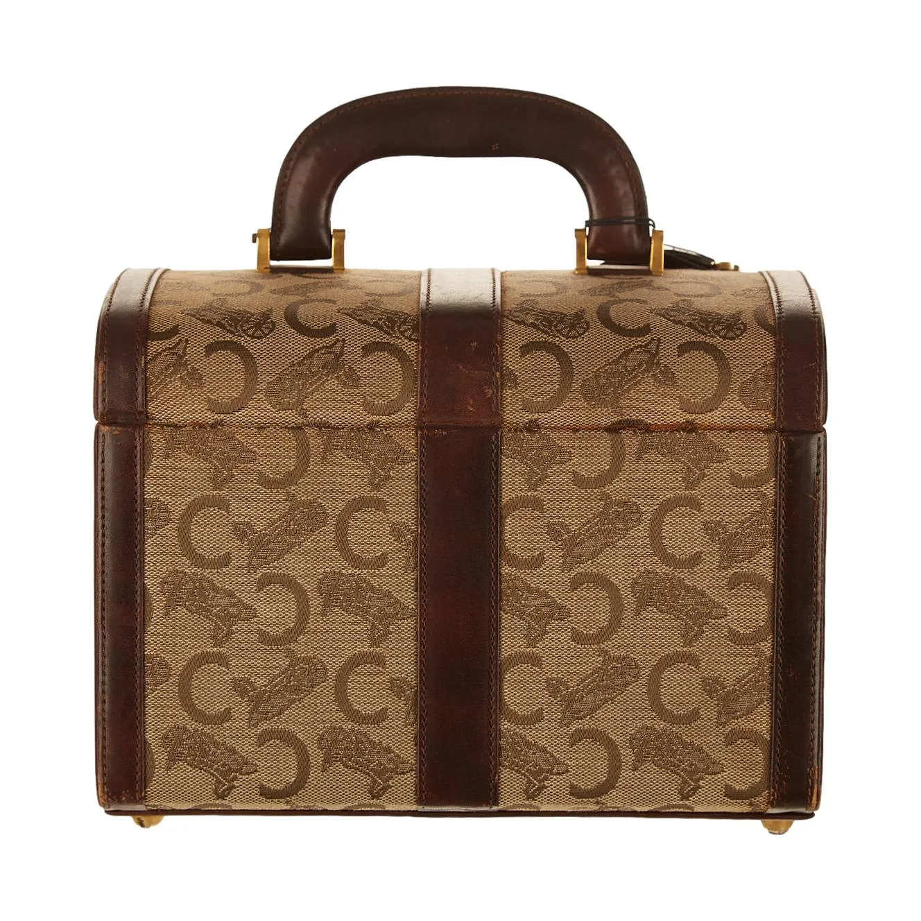 Celine Brown Logo Macadam Vanity Bag