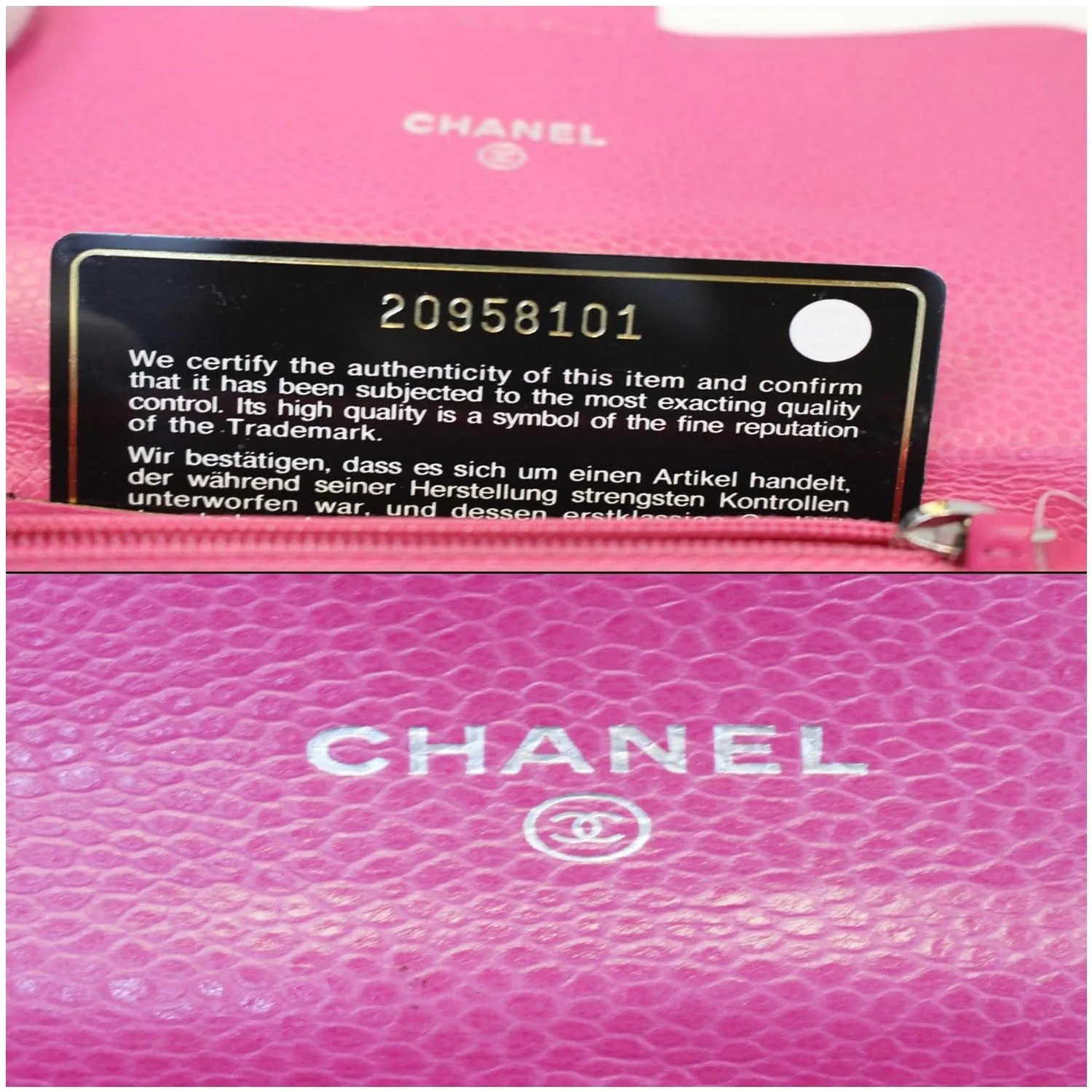 CHANEL Classic Flap Caviar Leather Wallet Pink