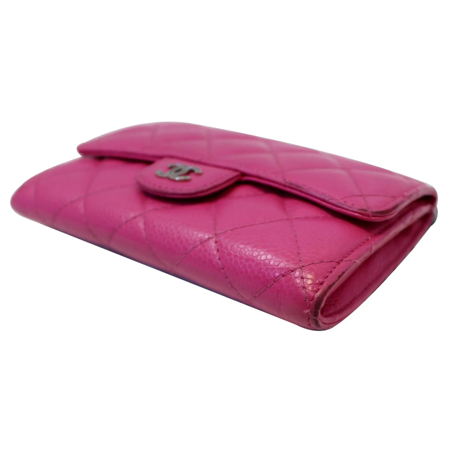 CHANEL Classic Flap Caviar Leather Wallet Pink